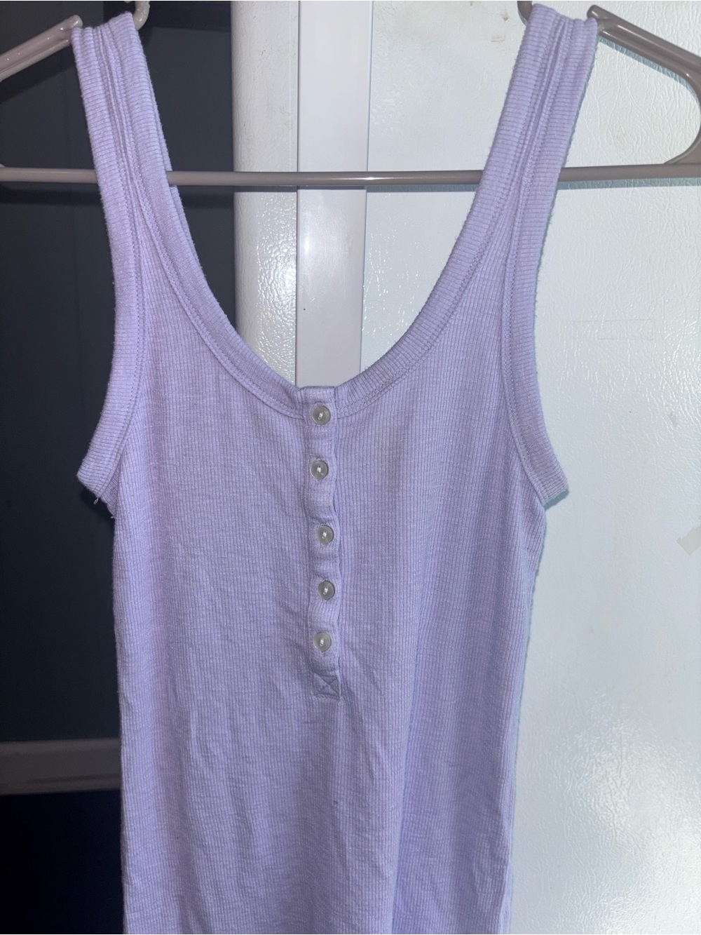 Aerie Ribbed Henley Tank Top - Lavender